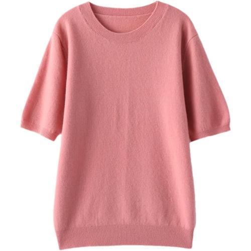 Size XL ..Spring and Summer Women's O-Neck Short-Sleeved Slim Knitted Bottoming Wool T-Shirt