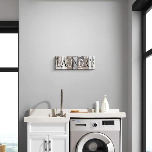 Pinetree Art Laundry Room Decor Canvas Wall Art Prints for rooms (With Solid Wood Inner Frame) (Laundry, 6 x 17 inch)