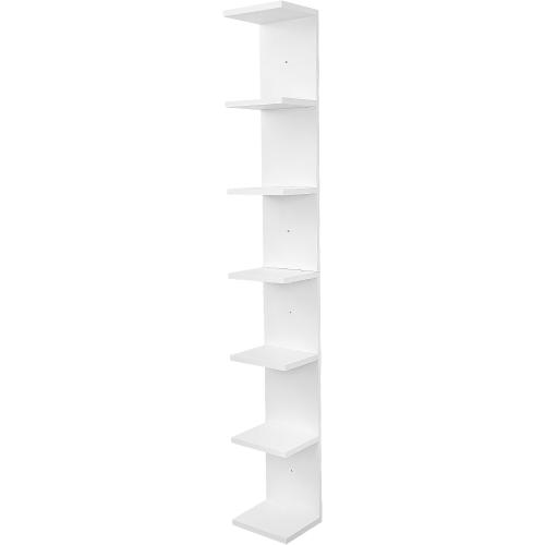 FURAOMEILI 7 Tier Wall Shelf Unit,Vertical Column Floating Storage Home Decor Organizer,White Lack Wall Shelf for Bedroom,Living Room,Office Decor(1 Pack)