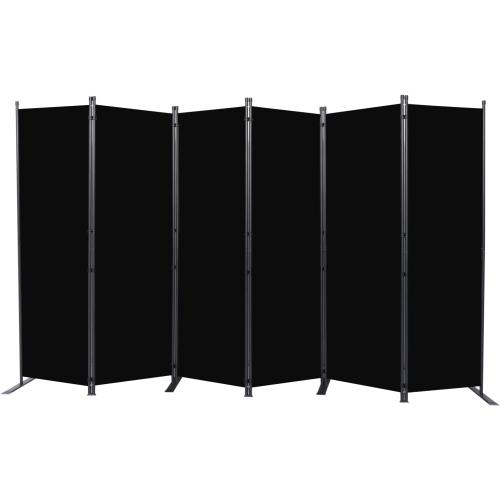 Room Divider 6FT Portable Room Dividers and Folding Privacy Screens, Fabric Divider for Room Separation, Partition Room Dividers Freestanding Wall Divider Screen Studio (Black, 6 Panel-132'')