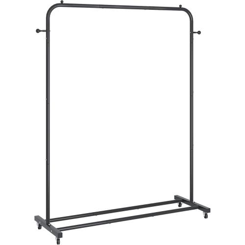 Garment Rack, Freestanding Simple Single Pole Clothes Rack With Wheels, Coat Rack, Multi-functional Rolling Clothing Storage With 2 Hooks for Bedroom, Living-room, Black