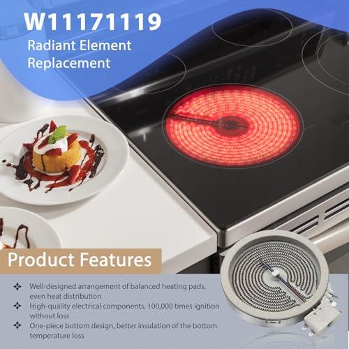 W11171119 8273994 Radiant Surface Element 6in Range Radiant Surface Element, Compatible with Whirlpool, Kenmore Electric Furnace Oven Replaces W11171119 AP6012390 PS11745598 PS11764915 W10823711