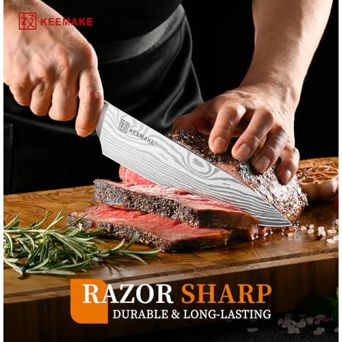 KEEMAKE 8 Chef Knife, Ultra Sharp Kitchen Knife with Ergonomic Handle