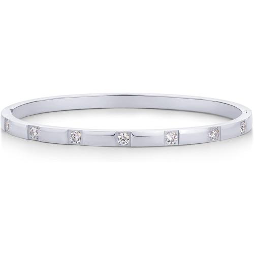 PAVOI Waterproof Thin Love Bracelet for Women - 14K Gold Plated Dainty Love Bangle with Cubic Zirconia - Stainless Steel Hinge Bracelet Jewelry Gifts