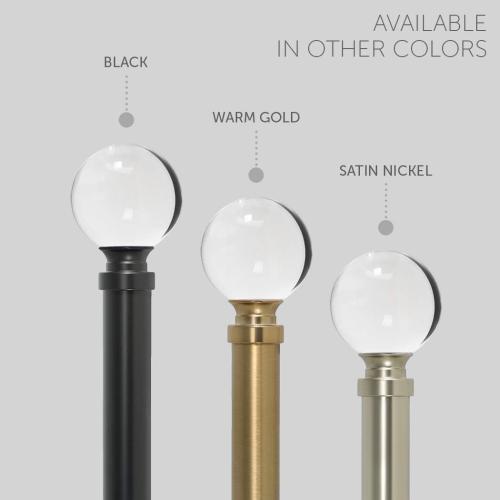 Ivilon Drapery Treatment Window Curtain Rod - Acrylic Ball 1 inch Pole. 48 to 86 Inch. Black