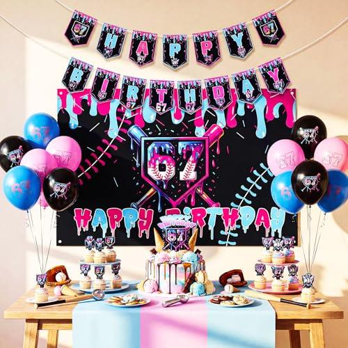 SmoothNovelty 31 Pcs 67 Baseball Ice Cream Drip Birthday Decorations