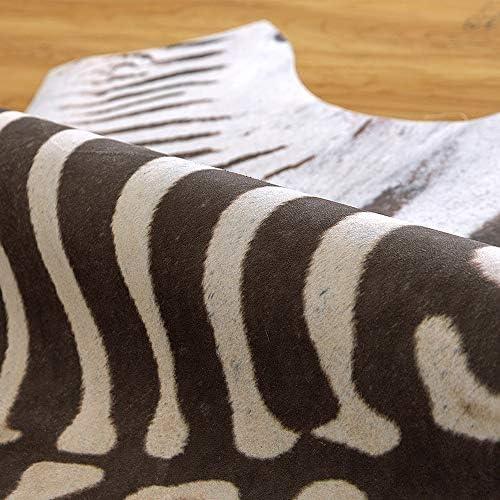 jinchan Zebra Print Area Rug Faux Skin Cowhide Animal Design Mat Faux Suede Indoor Floorcover for Bedroom Living Room 5x6 Safari Design