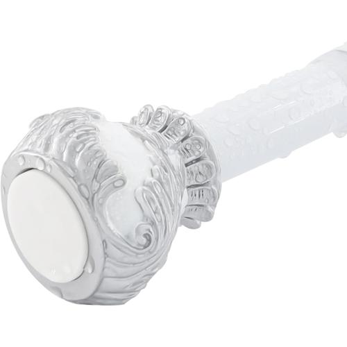 Size 33-65 Color White Shower Curtain Rods,1 Inch Adjustable Curtain Rod, Spring Tesion White Leaf Vintage Decorative Shower Curtain Rod, Anti-Slip Telescoping Curtain Rod for Bathroom Window Living Room (33in-65in)