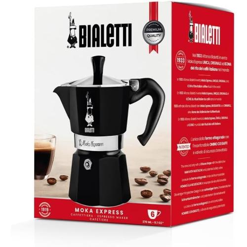 Bialetti 4953 Moka Express Espresso Maker, 6 liters, Black