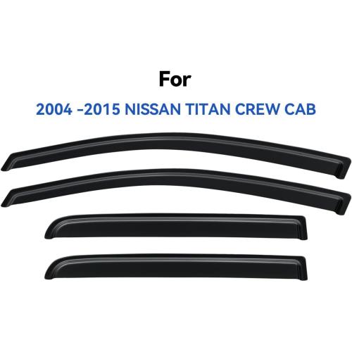 Window Visors Rain Guards Shield for 2004-2015 Nissan Titan Crew Cab, Out-Channel Window Vent Wind Deflectors Visors Shades for 04-15 Nissan Titan Crew