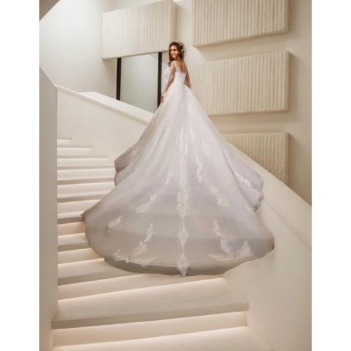 Size M Romantic Bridal Gown Detachable Train Mermaid V Neck Long Sleeve Wedding Dresses with Appliques 2024