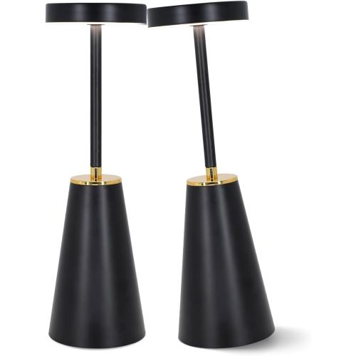 Cordless Table Lamps, Touch Control Battery Operated Desk Lamp for Living Room Set of 2, Bedside Lamps for Nightstand, Rechargeable LED Desk Lights for Bedroom/Restaurant/Cafe/Bars/Outdoor/Gift(Black)