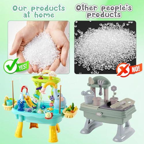 2027 Upgraded 4-in-1 Sand Water Table for Toddlers 1-3, Kids Sensory Table with Electric Water Pump & Elephant Faucet, Play Kitchen Sink with Food Accessories, Fishing Toy (Blue) | 4-in-1 sand and water table with electric pump, play kitchen sink and fishing accessories for indoor or outdoor sensory play.