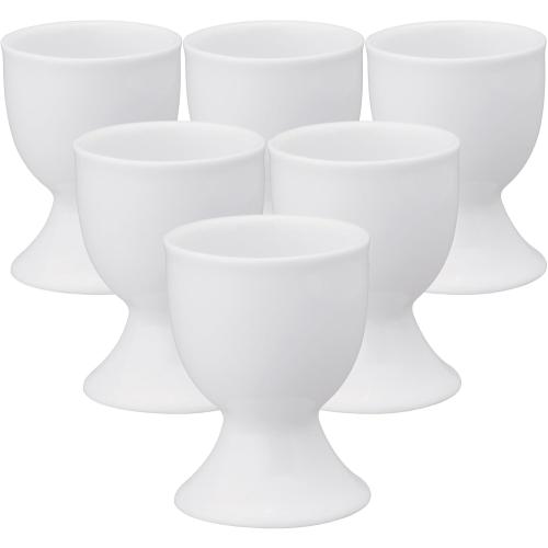 HIC Kitchen Single Egg Cup Set, Fine White Porcelain, Set of 6