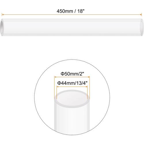 18 Clear Plastic Rigid Pipe 44mm ID x 50mm OD (1 3/4 ID x 2 OD) Acrylic Round Polycarbonate Tubing, [for Plumbing, Hydraulics, Aquarium]