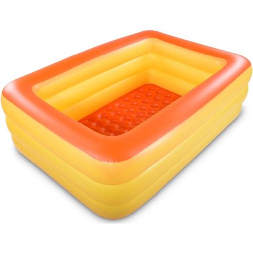 Inflatable Family Swim Play Center Pool, 82 x 56 x 25 Giant Blow Up Pool Summer Water Fun with Inflatable Soft Floor for Family, Garden, Outdoor, Backyard (Orange)