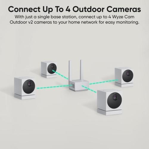 Color White Wyze Cam Outdoor Starter Bundle v2 (1 Camera   Base Station) - 1080p HD Wireless Home Security Camera, Battery-Powered, IP65 Rated, Color Night Vision, 2-Way Audio, Compatible with Alexa & Google