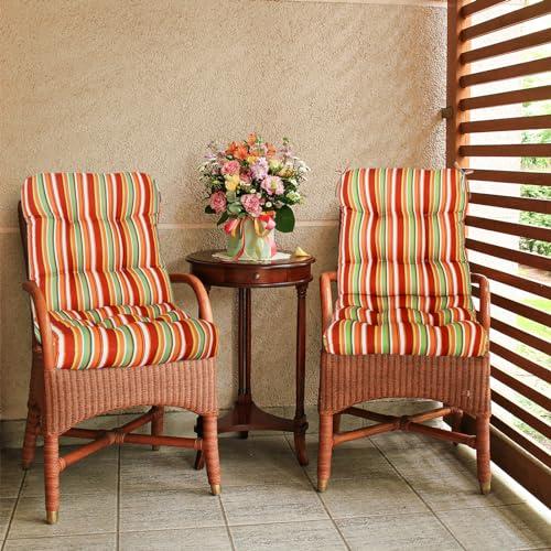 EAGLE PEAK Tufted Outdoor/Indoor Seat/Back Chair Cushions, Set of 2, 42'' x 21'', Rainbow