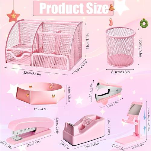 LXEVIHK Pink Desk Accessories 23-Piece Office Supplies Gift Set for Women