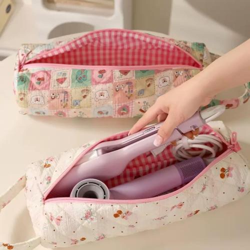 Bow Hair Tools Bag, Styling Tool Organizer for Travel Pink