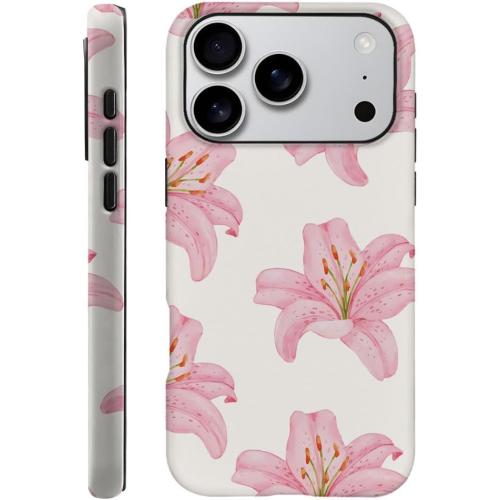 Case Compatible with iPhone 17 Pro - Hybrid Durable Shockproof Phone Cover,Cases for Woman Girl - Pink Lily Flower