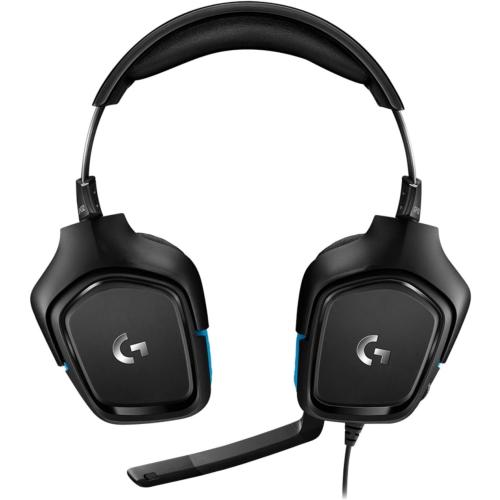 Logitech G432 Wired Gaming Headset, 7.1 Surround Sound, DTS Headphone:X 2.0, Flip-to-Mute Mic, PC (Leatherette) Black/Blue