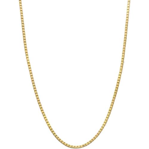 14k Real Yellow/White Gold Solid Box Link Chain Necklace with Lobster Claw Clasp, Jewelry Gift for Women or Men