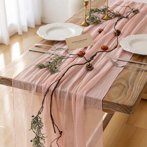 Pink Cheesecloth Table Runner 120 Inches Fall Party Home Decorations