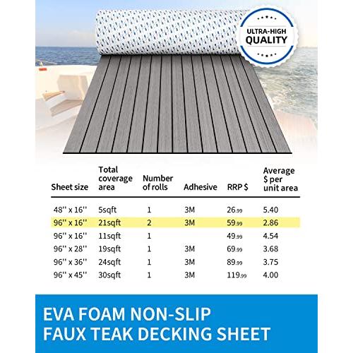 OCEANBROAD Boat Flooring 96''x16.8''/28.8''/36''/45.6''