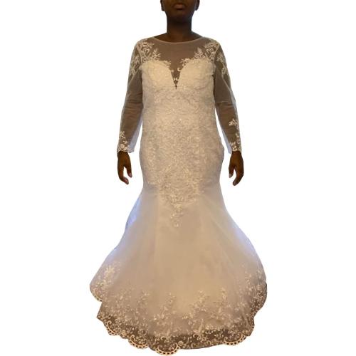 Size M Melisa Lace Sweetheart Mermaid Wedding Dresses for Bride with Train Backless Long Beach Bridal Ball Gown