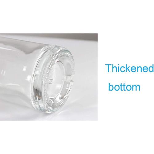 Clear Glass Bottles 12 oz - 375ml [Pack of 6] for Wine Beverages Drinks Oil Vinegar Kombucha Beer Water Soda with Cork Stopper Airtight Lid