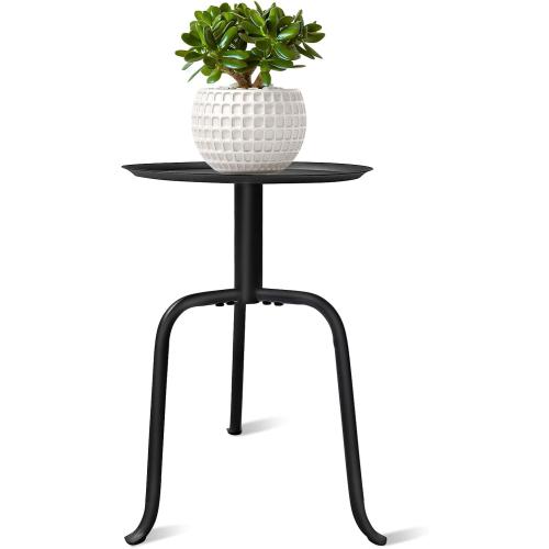 Plant Stand Indoor, Mid Century Single Plant Table, 3-Leg Minimalist Heavy Duty Metal Tall Flower Pot Stand, Modern Round Small Side End Table with Raised Design