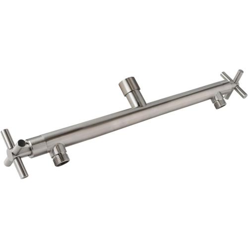 Shower Head Manifold with Double Outlet and Shut Off Valves for Dual Sprayer Showering System,Can Connect Two Showerheads,Brushed Nickel,STN02-L
