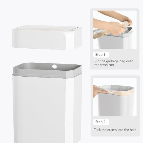 ELPHECO Bathroom Trash Can with Lid 3.5 Gallon Motion Sensor Slim Garbage Can Bathroom Decor Waterproof Smart Small Trash Bin for Kitchen, Office, Bedroom, Living Room, Toilet (White)
