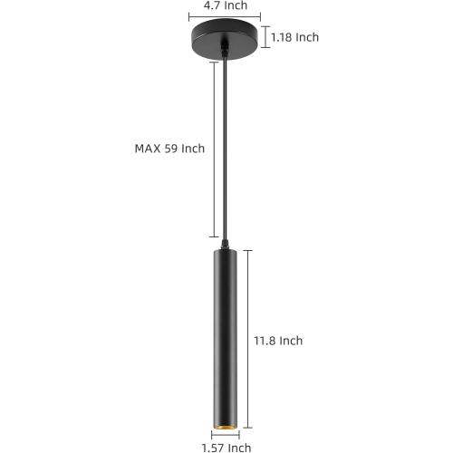 Modern LED Pendant Light, 10W Dimmable Ceiling Hanging Spotlight Fixture Black Minimalist Aluminum Pendant Lighting for Kitchen Island, Bar Counter, Bedroom, 4000K, ETL Listed, Pack of 1