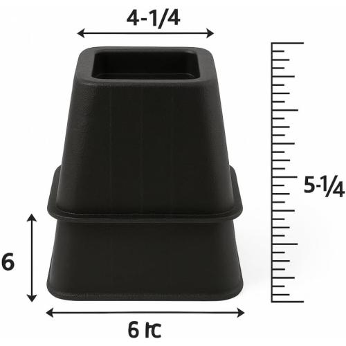 SKYREN Bed Risers, 6 Inch Heavy-Duty Plastic, Black, 4 Pack, for Beds, Couches and Tables