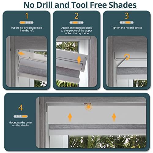Motorized Blinds No Drill Automatic Blinds for Windows Cordless Roller Shades Electric Blinds with Remote Control Smart Blinds (White, 48 x 72)