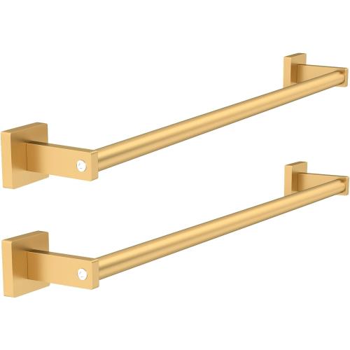 MKO Towel Bar for Bathroom, 24 Towel Racks for Bathroom Hanger Wall Mounted, Hand Towel Holder Rod with Metal for Kitchen Home, Gold 2 Pack