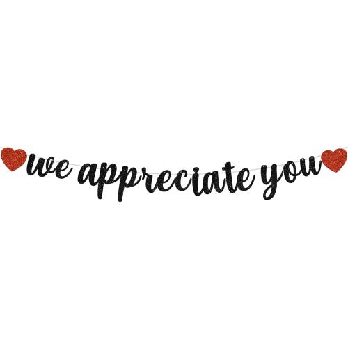 BEISHIDA Black We Appreciate You Banner, No DIY, Employee Appreciation for Office Party Decorations, Thank You for Employee Teacher Doctor Nurse Staff