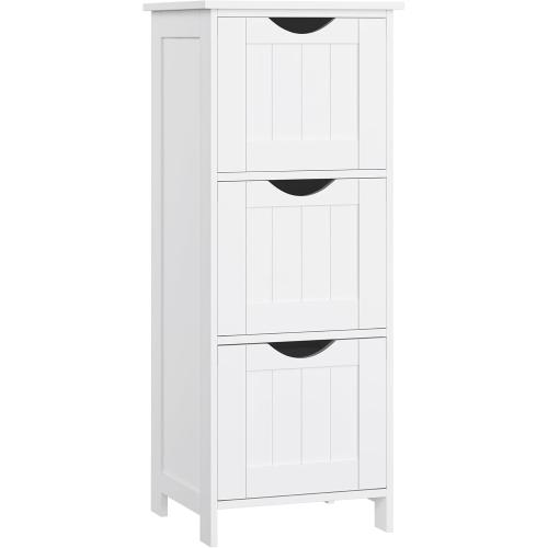 VASAGLE Bathroom Floor Cabinet, Free-Standing Storage Cabinet with 3 Drawers, 11.8 x 12.6 x 31.9 Inches, for Bathroom, Living Room, Kitchen, Modern Style, White UBBC50WT
