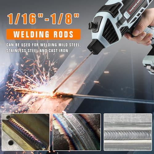 Welding Machine Handheld 110V 120Amp Portable ARC Welder Gun Hand Held Welder Machine with IGBT Inverter 5 Variable Current Adjustment for 1/16''-1/8'' Welding Rods