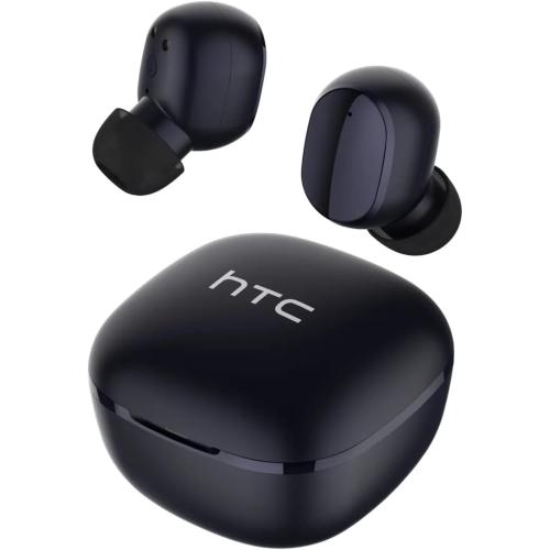 HTC True Wireless Earbuds 6 Bluetooth 5.3 in Ear Stereo Headphones Touch Control with Built-in Microphone, Wireless Noise Cancelling Earbuds 22H Playtime with Charging Case for Android and iOS- Black