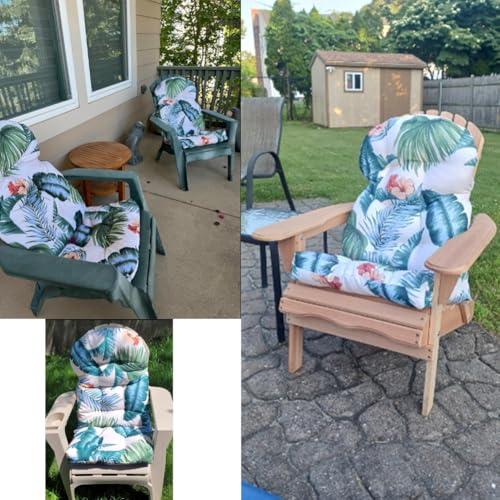 Black Set of 2 Waterproof Adirondack & Rocking Chair Cushion Indoor and Outdoor High Back Patio Cushions with Ties