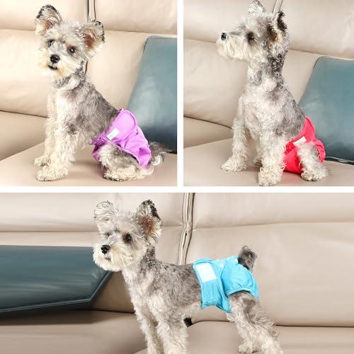 wegreeco Washable Reusable Premium Female Dog Diapers, Small Medium Large Size, Pack of 3,Dog Doggie Puppy & Doggy Diapers Female,Period Panties in Heat (Small)