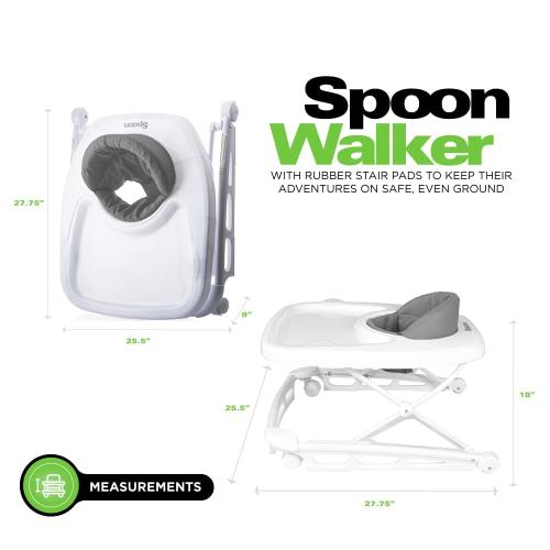 Joovy Spoon Baby Walker & Activity Center Featuring Three Adjustable Heights, Extra-Large Tray, and 30 lb Weight Capacity - JPMA Safety Certified,