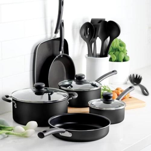 Tramontina Primaware 15-Piece Non Stick Cookware Set with Lids and Utensils, Aluminum Nonstick Pots and Pans Kitchen Set (Storm) MAY HAVE MISSING PIECES