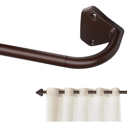 Brown Curtain Rods for Windows 28 to 48 inch, 5/8 inch Adjustable Wrap Around Blackout Curtain Rods for Bedroom & Outdoor