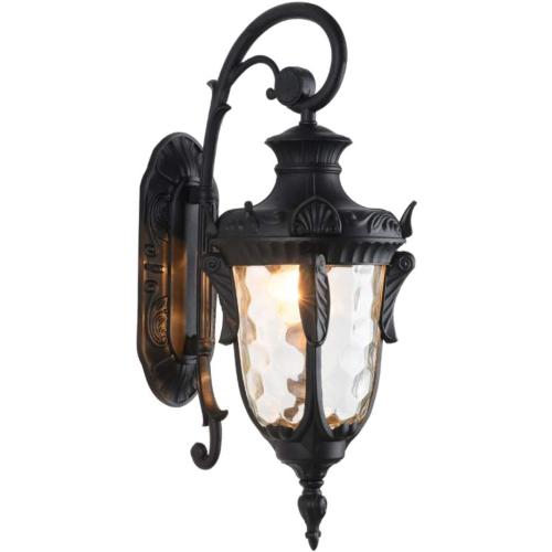 LONEDRUID Outdoor Wall Light Fixtures Black 20.47 H Exterior Wall Lantern Waterproof Sconce Porch Lights Wall Mount with Hammered Glass Shade for House