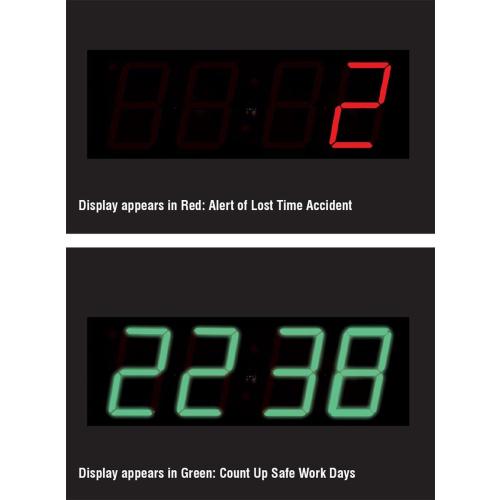 AccuformNMC Digi-Day Spanish Bilingual Electronic Safety Scoreboard SBSCK117, Track Days We Worked Without A Lost Time Accident, Aluminum 28”L x 20”W x 1”D, Bright LED Display with Remote, Made in USA