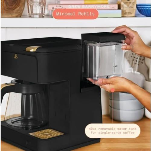 Beauti Multi Brew 12 Cup Programmable Drip & Single Serve Coffee Maker, Versatile Brewing (6oz, 8oz, 10oz, 12oz, 14oz), Pods or Ground, Over Ice option, Keep Warm mode (Black) ( little damage)